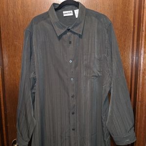 King Size Olive button-down striped shirt XXL